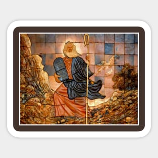 MOSES Carrying The Ten Commandments Tablets Down Mount Sinai Print Sticker